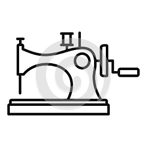 Vintage sew machine icon, outline style