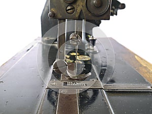 Vintage sewing machine close up