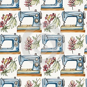 Vintage Sewing Machine Floral Pattern