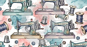 Vintage Sewing Machine Pattern Design