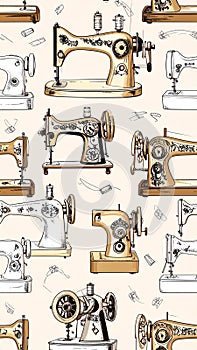 Vintage Sewing Machine Pattern Design