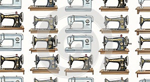 Vintage Sewing Machine Pattern - A Nostalgic Textile Design