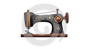 Vintage sewing machine white isolate background