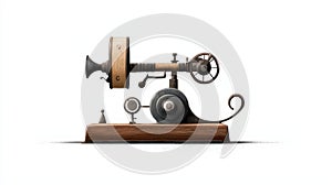 Vintage sewing machine white isolate background