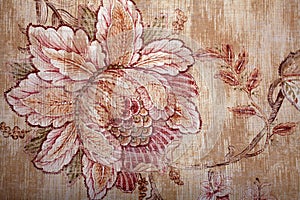 Vintage shabby chic brown wallpaper with floral victorian patter