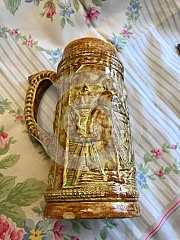 Vintage Shabby Chic Distressed Art Glaze German Beer Stein