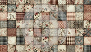 A vintage shabby chic quilting patchwork seamless pattern, Ai generated image