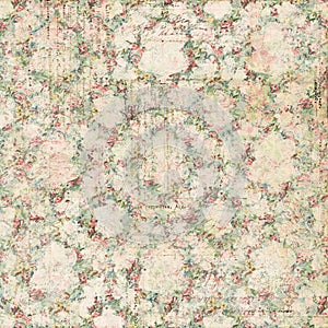 Vintage shabby floral roses background seamless pattern