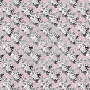 Vintage shabby floral roses background seamless pattern