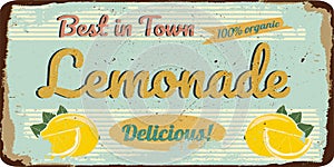 Vintage shabby slightly rusty advertising banner. fresh lemonade.vector illustration