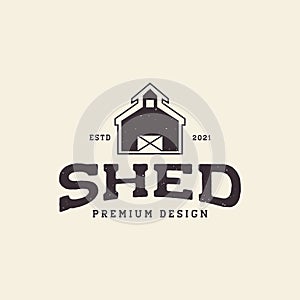 Vintage shed farmer logo symbol icon vector graphic design illustration idea creative photo