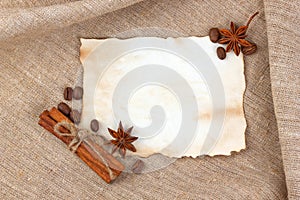 Vintage sheet paper with spice