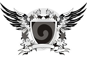 Vintage shield with wings