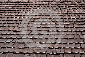 Vintage shingle roof top pattern on traditional house