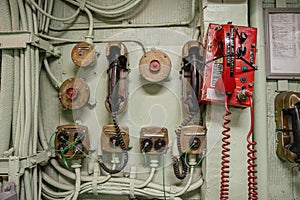Vintage Ship Communication Panel With Handsets