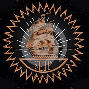 Vintage ship logotype