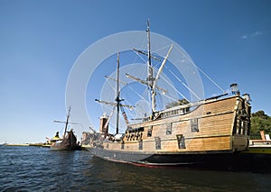 Vintage ships in port