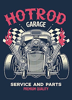 Vintage shirt design of hotrod custom car