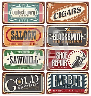 Vintage shop signs collection