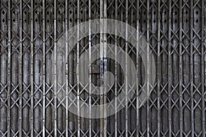Vintage Shutter door, old rusted iron sliding gates, background