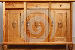 Vintage sideboard cabinet drawers doors photo