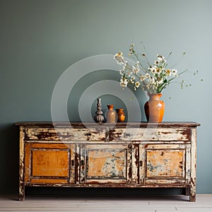 Vintage Sideboard With Rustic Charm And Abundant Paint