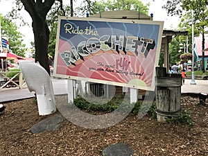 Vintage Sign for the Ricochet Ride at Carowinds in Charlotte, NC