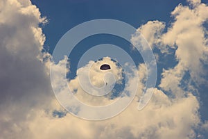 vintage Silhouette of skydiver at blue sky