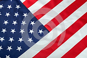 Vintage silk American flag Close up background