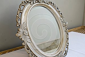 Vintage silver decorative frame mirror