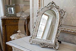 Vintage silver decorative frame mirror