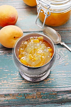 Vintage silver goblet of peach jam