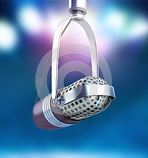 Vintage silver microphone close up isolated karaole background 3