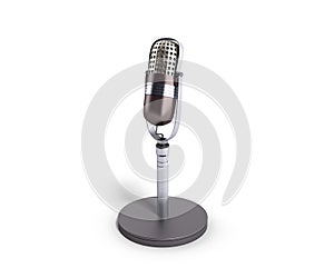 Vintage silver microphone isolated on white background 3d render