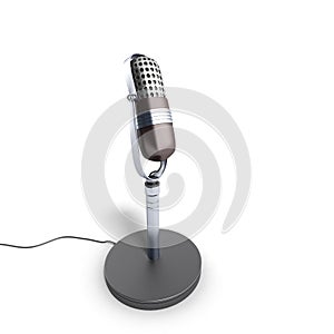 Vintage silver microphone isolated on white background 3d render