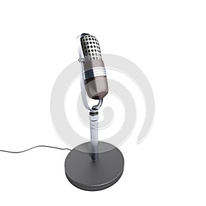 Vintage silver microphone isolated on white background 3d render