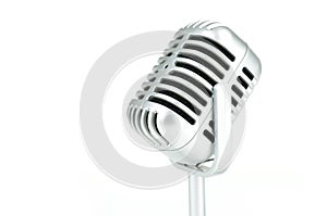 Vintage silver microphone on white background