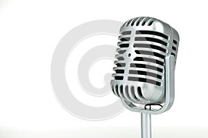 Vintage silver microphone on white background