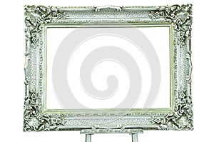 Vintage silver picture frame with metal easel