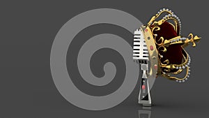 Vintage silver retro microphone on grey background