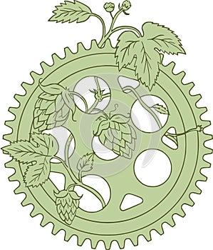 Vintage Single Ring Crank Hops Drawing