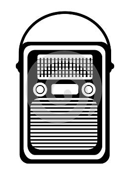 Vintage single silhouette technology media-sound retro illustration