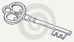 Vintage Skeleton Key, Symbol of Access, vector design Generative AI