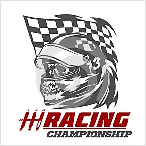 Vintage Skull Checkered Flags Racing