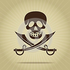 Vintage Skull with Crossed Swords Silhouette