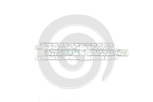 Vintage slide rule instrument isolated on white