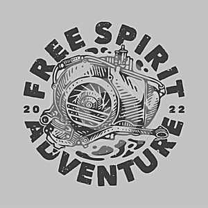 Vintage slogan typography free spirit adventure for t shirt