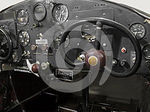 Vintage small airplane cockpit