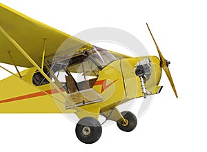 Vintage small single engine yellow airplane isolat