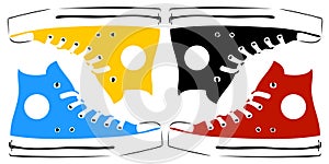 Vintage sneakers in pop art